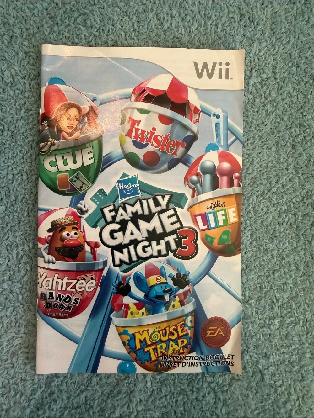 *Replacement Case With Manual - NO GAME* Family Game Night 3 Nintendo Wii Hasbro